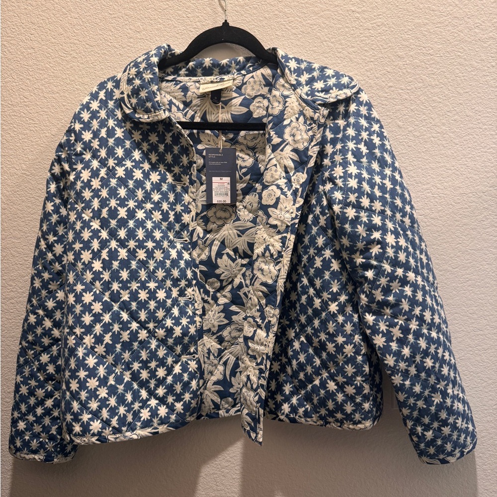 Universal Thread Quilted Jacket Blue Boho Lightweight Jacket Plus Size M